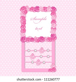 Romantic frame with roses and diamonds