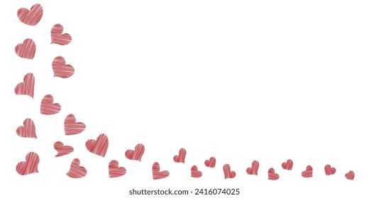 Plantilla de marco romántico con corazones. Disposición para la tarjeta de felicitación de San Valentín, invitación a la boda. Ilustración del vector