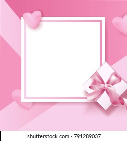 Romantic frame for Valentine day, poster template. Vector illustration