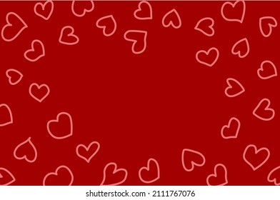 Romantic frame for Valentines day. Cute heart shape made of little hearts. Bright red color to illustrate love