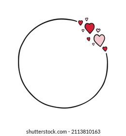 Romantic frames with Hearts. Doodle sketch style. For decorating greeting cards, wedding invitations. Hand drawn vector illustration isolated on white background.