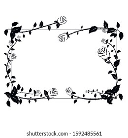 romantic frames from plants and flowers for design. designer border for cards, text for Valentines Day