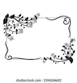 romantic frames from plants and flowers for design. designer border for cards, text for Valentines Day