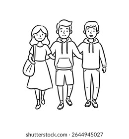 Romantic or friendship themed couple or object in hand-drawn style – Vector Illustration