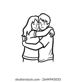 Romantic or friendship themed couple or object in hand-drawn style – Vector Illustration
