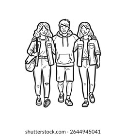 Romantic or friendship themed couple or object in hand-drawn style – Vector Illustration