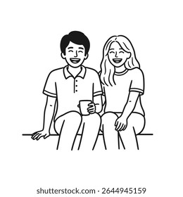 Romantic or friendship themed couple or object in hand-drawn style – Vector Illustration