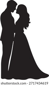 romantic full body couples logo silhouette vector illustration, wedding couple silhouette vector logo, beautiful romantic couples pose logo vector silhouette on white background