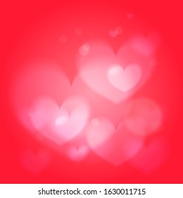 Romantic gentle blurred background with hearts, vector EPS10