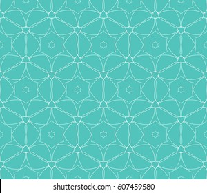 romantic geometric floral seamless pattern. Vector illustration. For modern interior design, fashion textile print, wallpaper, decor panel. turquise color