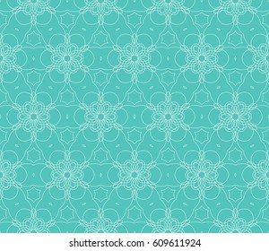 romantic geometric floral seamless pattern. Vector illustration. For modern interior design, fashion textile print, wallpaper, decor panel. turquise color