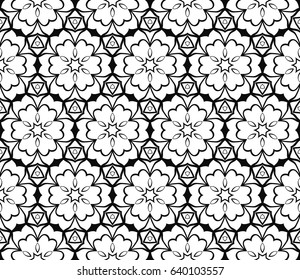 romantic geometric floral seamless pattern. Vector illustration. For modern interior design, fashion textile print, wallpaper, decor panel
