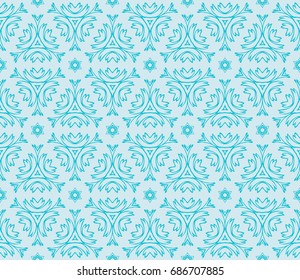 romantic geometric floral seamless pattern. Vector illustration. For modern interior design, fashion textile print, wallpaper, decor panel. blue color