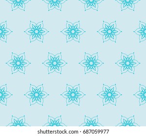 romantic geometric floral seamless pattern. Vector illustration. For modern interior design, fashion textile print, wallpaper, decor panel. blue color