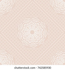 Romantic geometric floral seamless pattern. Vector illustration. For modern interior design, fashion textile print, wallpaper, decor panel