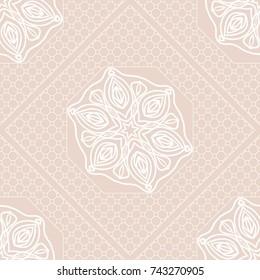 Romantic geometric floral seamless pattern. Vector illustration. For modern interior design, fashion textile print, wallpaper, decor panel