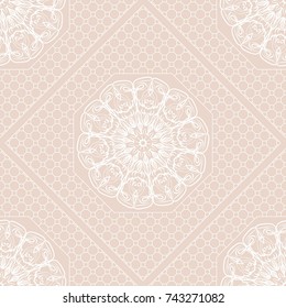 Romantic geometric floral seamless pattern. Vector illustration. For modern interior design, fashion textile print, wallpaper, decor panel