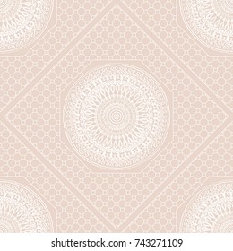 Romantic geometric floral seamless pattern. Vector illustration. For modern interior design, fashion textile print, wallpaper, decor panel