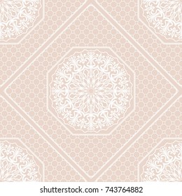 Romantic geometric floral seamless pattern. Vector illustration. For modern interior design, fashion textile print, wallpaper, decor panel