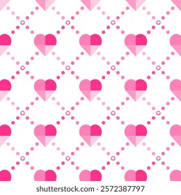 Romantic geometric seamless pattern of Valentine's Day. Use the pattern design as a vinyl banner, backdrop, web page backgrounds, greeting card, postcard, or poster.