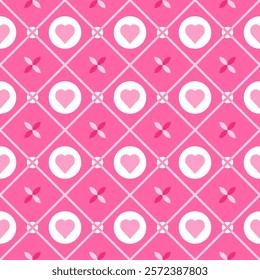 Romantic geometric seamless pattern of Valentine's Day. Use the pattern design as a vinyl banner, backdrop, web page backgrounds, greeting card, postcard, or poster.