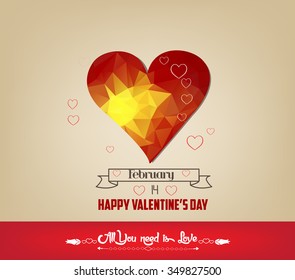 romantic geometrical heart happy valentine day cards