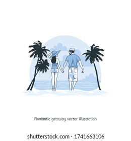 Romantic getaway vector illustration. Ui/Ux. Premium quality.