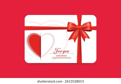 Romantic Gift Card with Heart and Ribbon