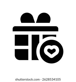 romantic gift glyph icon. Strong and solid vector icon for websites, mobile interfaces, presentations, and visual branding. High quality and easy to edit.