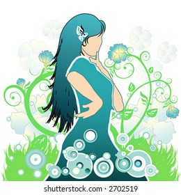 The romantic girl on a flower background