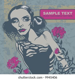 Romantic girl, vector illustration. CD cover.