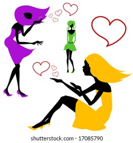 vector de niñas románticas