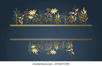 Romantic Golden floral badge Golden Flowery Ornament Greeting
