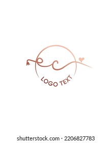 A romantic and graceful calligraphy type C Vector logo template