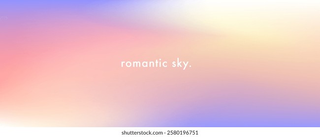 Romantic gradient sky pattern. Cirrus clouds and sun gradient background. Pink, light purple and blue pastel soft colors. Vector abstract background. Blurry iridescent aura texture