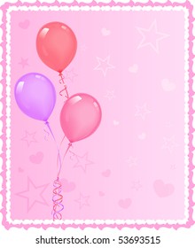 Romantic greeting card with balloons