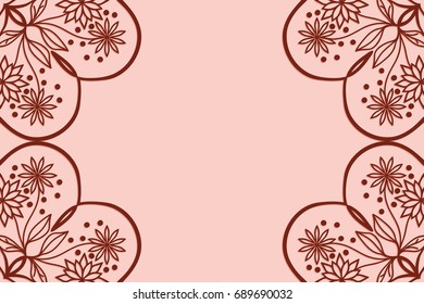 Romantic greeting card with floral mandala border. vector illustration. beige color. template for wedding invitation, greeting card