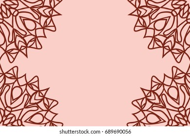 Romantic greeting card with floral mandala border. vector illustration. beige color. template for wedding invitation, greeting card