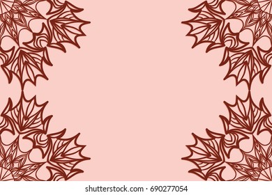 Romantic greeting card with floral mandala border. vector illustration. beige color. template for wedding invitation, greeting card