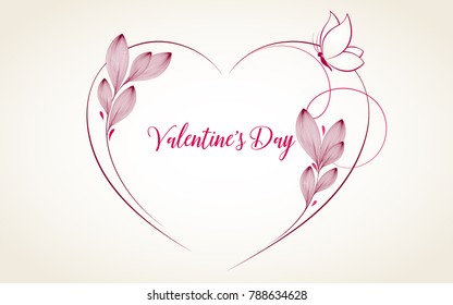 Romantic greeting card in the shape of a heart congratulation on Valentine's Day. Invitation to the wedding.