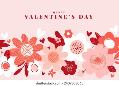 Romantic greeting card template. Vector illustration for Valentines day, love message, social media post, web banner, marketing. 