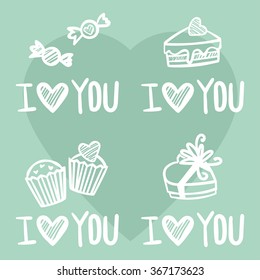 Romantic greeting card template. Vector illustration