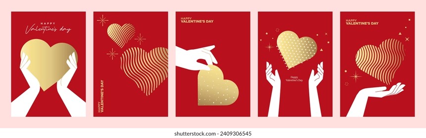 Romantic greeting card templates. Vector illustrations for Valentine‘s day, love message, social media post, web banner, marketing. 