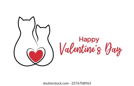 Romantic greeting card with text Happy Valentine's Day, red heart and