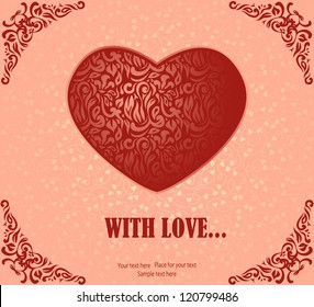 Romantic greeting card with vintage heart on the day of lovers