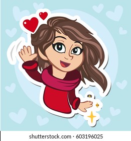 Romantic greeting cards with hearts. Poster design. Vector illustration. Female friendship. Vector illustration of a flat design