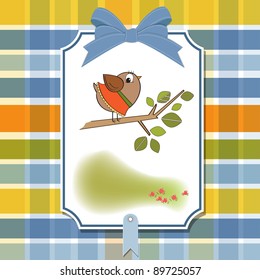 romantic greeting with funny little bird