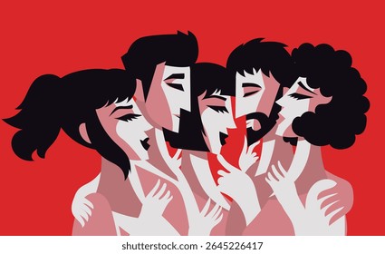 romantic group of poly people 