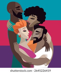 romantic group of poly people 