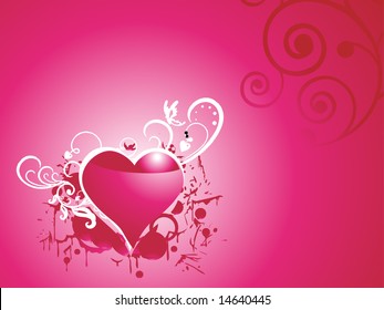 fondo de pantalla de vectores de corazón de grungo romántico, rojo degradado